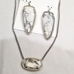 Rare White Howlite Dylan Necklace Skylar Earrings Beautiful Marbling